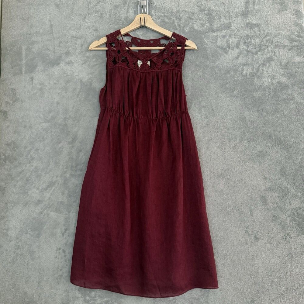Max Studio Specialty Products Linen Silk Dress Womens M Lace Top Lined Summer